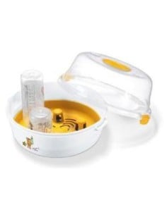 Beurer JBY 40 - Esterilizador de biberones a vapor para horno microondas (capacidad 20 L), color blanco/amarillo: Beurer: Kiwiku