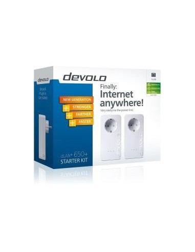 Devolo dLAN 650+ Starter Kit - Adaptadores de red PowerLine (3,9W, 0,7W, 250V, Mac OS X 10.6 Snow Leopard, Mac OS X 10.7 Lion, M