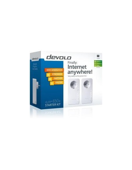Devolo dLAN 650+ Starter Kit - Adaptadores de red PowerLine (3,9W, 0,7W, 250V, Mac OS X 10.6 Snow Leopard, Mac OS X 10.7 Lion, M