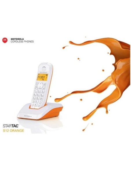 Motorola DECT Serie S12 Single - Teléfono inalámbrico digital, color Naranja
