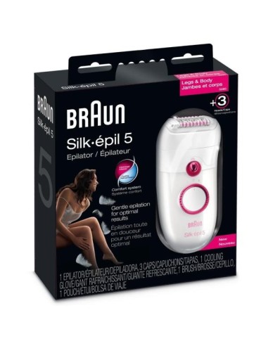 Braun Silk-épil 5 5280 - Depiladora extra suave con Comfort System y 3 accesorios incluyendo cabezal de corte/afeitado y accesor