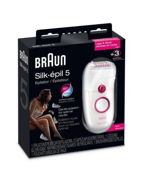 Braun Silk-épil 5 5280 - Depiladora extra suave con Comfort System y 3 accesorios incluyendo cabezal de corte/afeitado y accesor