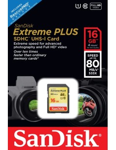 SanDisk SDSDXS-016G-X46 16 GB Extreme/Extreme PLUS 80 MB/s Class 10 SDHC UHS-I Card: Sandisk: Kiwiku.com: Informática 2