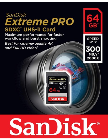 Sandisk Tarjeta Ext Pro SDHC 64GB - 300MB/s  SDSDXPK-064G-GN4IN