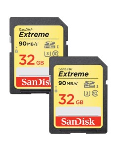 SanDisk Tarjeta Extreme SDHC Video  32GB 90MBs V30 (Pack de 2)  SDSDXVE-032G-GNCI2
