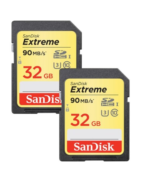 SanDisk Tarjeta Extreme SDHC Video  32GB 90MBs V30 (Pack de 2)  SDSDXVE-032G-GNCI2