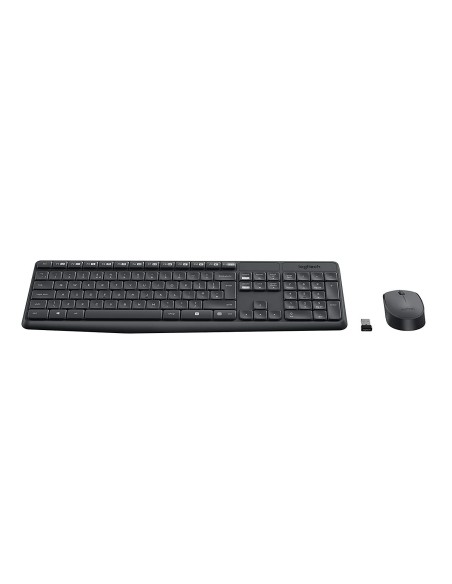Logitech MK235 - Teclado Y Ratón Inalámbrico Español QWERTY, Negro, Resistente A Salpicaduras  