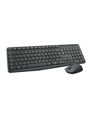 Logitech MK235 - Teclado Y Ratón Inalámbrico Español QWERTY, Negro, Resistente A Salpicaduras  