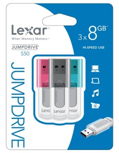 Lexar JumpDrive S50 - Juego de memorias USB flash (8 GB, 3 unidades) LJDS50-8GBABEU3 kiwiku.com