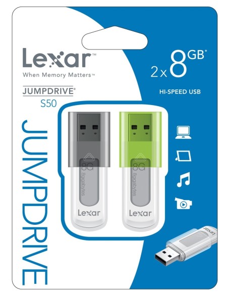Lexar 8GB JumpDrive S50 - Memoria USB (8 GB, 2 unidades) LJDS50-8GBABEU2 kiwiku.com