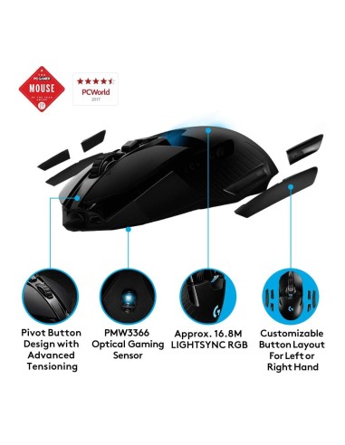 Logitech 910-005085 - Ratón inalámbrico g903 lightspeed para gaming serie g