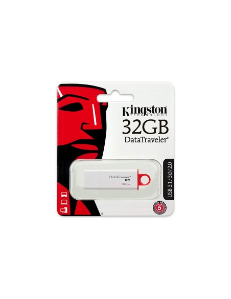 Kingston DataTraveler G4- Memoria USB 3.0, 32 GB, color blanco/rojo