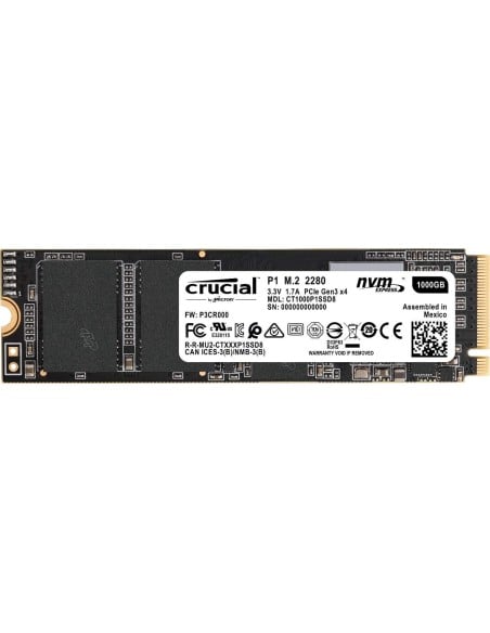 Crucial P1 CT1000P1SSD8 - Disco Duro sólido Interno SSD 1 TB 3D NAND NVMe PCIe M.2