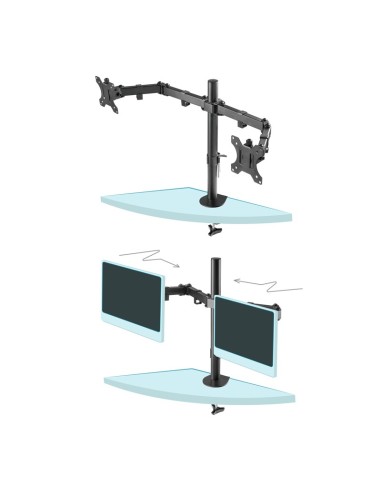 TooQ DB1232TN-B - Soporte de mesa giratorio, inclinable para 2 monitor/TVs LED/LCD