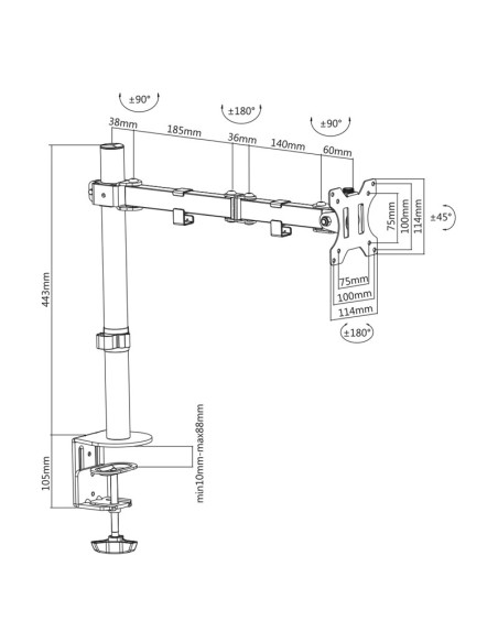 Tooq soporte monitor mesa db1032tn-b 1 brazo 13-32 DB1032TN-B kiwiku.com