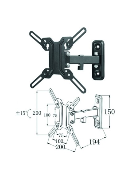 Soporte articulado de pared phoenix para tv/monitor rotacion 180º hasta 42" inclinacion 15º vesa