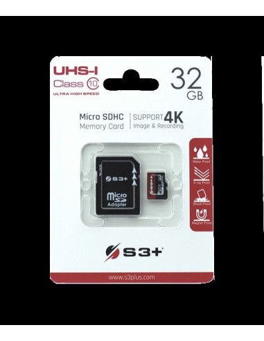 S3+ S3SDC10U1/32GB - Tarjeta Microsdhc 32gb s3 c-10 con adaptador sd S3SDC10U1/32GB kiwiku.com
