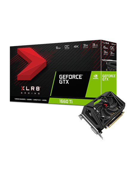 Tarjeta Grafica Vga pny geforce® gtx 1660ti 6gb xlr8 oc gaming overclocked 1 ventilador VCG1660T6SFPPB-O