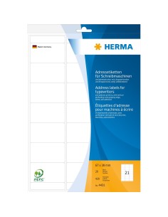 Oferta Etiquetas de dirección 67x38 20 hojas A4 420 uds 4431 blanca Herma