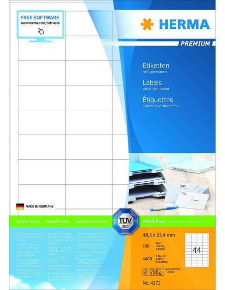 Oferta Etiquetas PREMIUM A4 48,3 x 25,4 mm 100 hojas 4400 uds