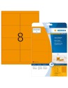 Etiquetas neón A4 99,1 x 67,7 mm naranja fluorescente  99,1x67,7 20 hojas 160 uds 5145 Herma