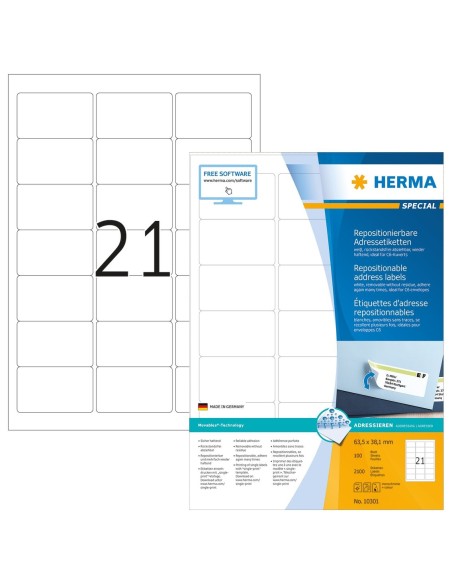 Oferta Etiquetas de dirección despegables 63,5x38,1 mm 100 hojas DINA4 2100 uds 10301 Herma