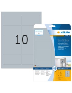 Oferta Etiquetas placa de características, plateadas 96x50,8 mm 25 hojas A4 250uds 4223 Herma