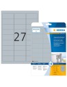 Etiquetas placa de características, plateadas 63,5x29,6 mm 25hojas A4 675uds 4222 Herma
