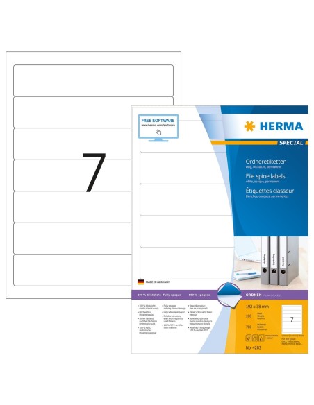 Oferta Etiquetas de archivador 192x38 mm 100 hojas A4 700 uds 4283 Herma