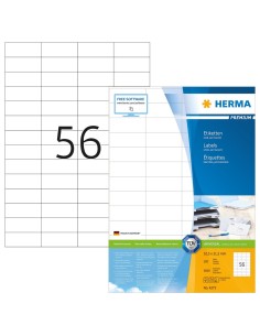 Oferta Etiquetas PREMIUM 52,5x21,2 mm 100 hojas A4 5600 uds 4273 Herma
