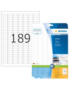 Comprar Etiquetas Premium - A4, 25,4 x 10 mm - Color blanco - Adherencia permanente - Herma - 4333