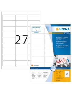 Compra Etiquetas extraíbles A4 - 63,5x29,6 mm - Color blanco -Tecnología Movables® - Herma - 10300