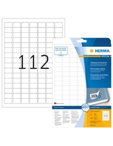 Comprar Etiquetas despegables - A4 - 25,4x16,9 mm - Color blanco - Tecnología Movables® - Herma - 4211 4211 kiwiku.com
