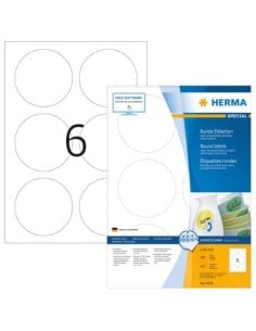 Comprar Etiquetas despegables - A4 - 85 mm - Forma redonda/Color blanco- Tecnología Movables® - Herma - 4478 4478 kiwiku.com