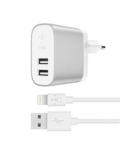 Cargador doméstico BOOST?CHARGE™ con 2 puertos USB-A + cable de Lightning a USB-A