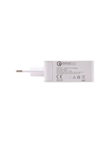 Cargador de pared tooq tqwc-2s03wt 1xusb-c pd+usb a qc3.0, 48w blanco