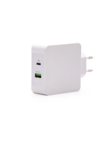 Cargador de pared tooq tqwc-2s03wt 1xusb-c pd+usb a qc3.0, 48w blanco