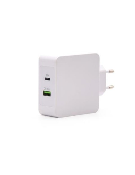 Cargador de pared tooq tqwc-2s03wt 1xusb-c pd+usb a qc3.0, 48w blanco