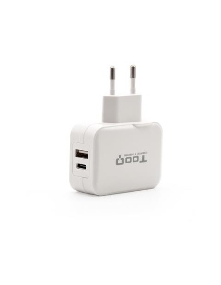 Cargador de pared tooq tqwc-2sc02 1xusb-c pd+usb a, 27w blanco TQWC-2SC02WT