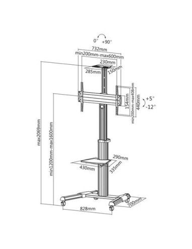 Tooq soporte de suelo para tv lcd, plasma y led 37"-70" vesa FS1870M-B kiwiku.com