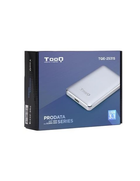 Caja externa para discos duros 2.5" SATA I/II/III a USB 3.1 Gen1 con UASP Plata Tooq TQE-2531S