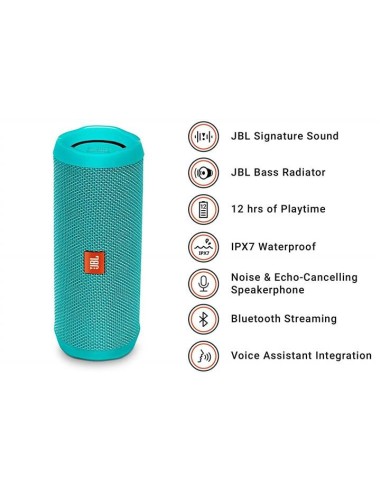Altavoz inalámbrico jbl flip 4 Turquesa - 8w - bluetooth - ipx7 resistente al agua JBLFLIP4BLU
