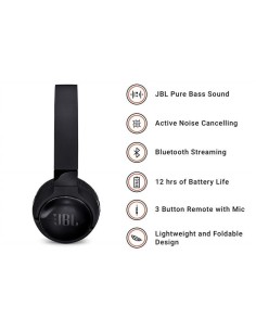 JBL Tune 600BT - Auriculares supraaurales inalámbricos cancelación de ruido activa Negro 2