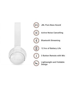 JBL Tune 600BT - Auriculares supraaurales inalámbricos cancelación de ruido activa Blanco 2