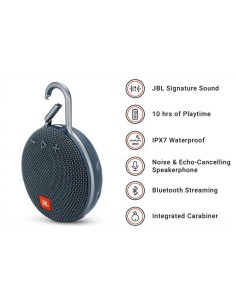 JBL Clip 3 Altavoz inalámbrico portátil con Bluetooth – Parlante resistente al agua (IPX7)  Azul 2