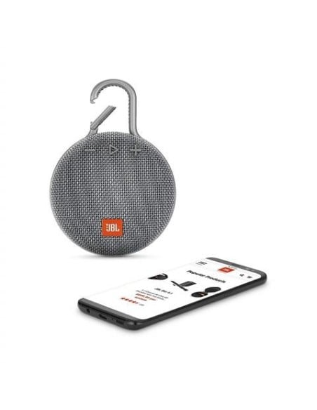 JBL Clip 3 Altavoz inalámbrico portátil con Bluetooth – Parlante resistente al agua (IPX7)  Gris