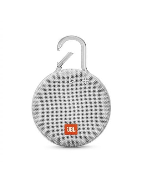JBL Clip 3 Altavoz inalámbrico portátil con Bluetooth – Parlante resistente al agua (IPX7)  Blanco