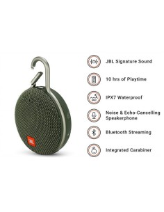 JBL Clip 3 Altavoz inalámbrico portátil con Bluetooth – Parlante resistente al agua (IPX7)  Verde 2
