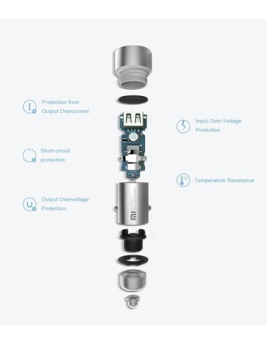 Xiaomi cargador doble usb para mechero del coche Plata CZCDQ01ZM kiwiku.com