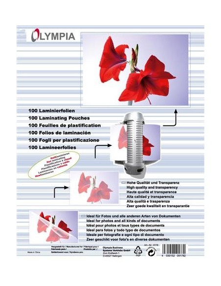 1x100 Olympia Laminating pouches DIN A6 125 micron 9178 kiwiku.com